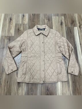 L. L. Bean Diamond Quilted Insulated Corduroy Trim Riding Jacket, Women’s Large
